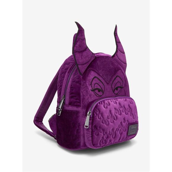 Loungefly Disney Sleeping Beauty Purple Velvet Maleficent Figural Mini Backpack main image 7